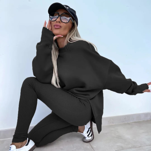 Glamsta - Casual Long Sleeve Sweatshirt and Pants Set - Glamsta™