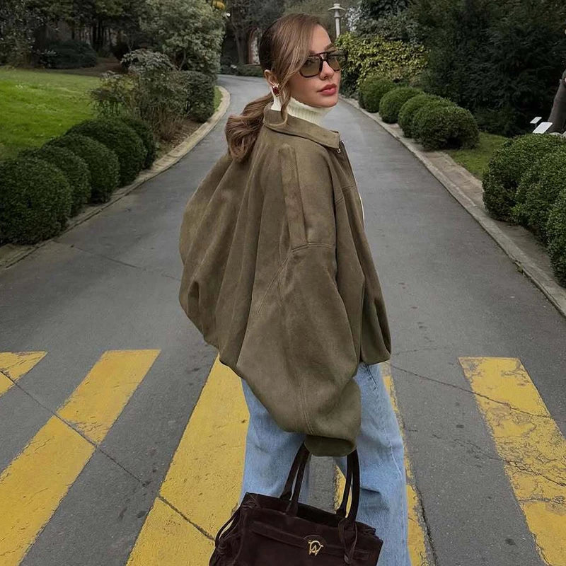 Glamsta - Suede Bomber Jack Oversized - Glamsta™